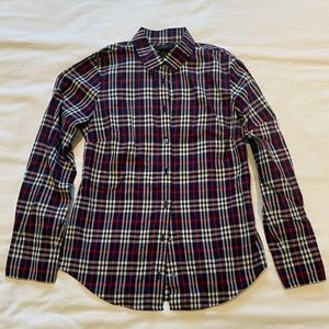j. crew button-down long sleeve plaid top